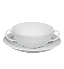 Vista Alegre Arabesco Fine Porcelain Consomme Cup & Saucer - Classic Double-Handled Soup Bowl Presentation