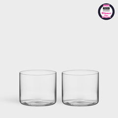 Orrefors Geometry Tumbler Set of 2 - Mouth-Blown Crystal Water Glasses