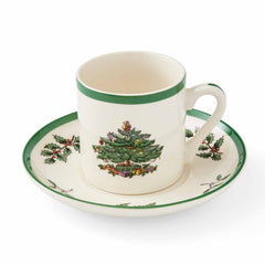 Spode Christmas Tree Espresso Cups & Saucers – Set of 4 Holiday Coffee Cups Spode