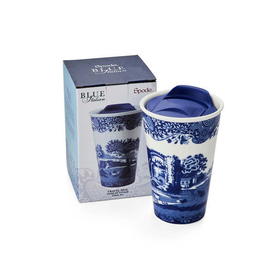 Spode Blue Italian 8oz Travel Mug – Luxury Insulated Fine Porcelain Tumbler
