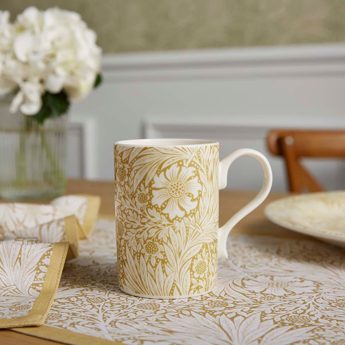 Spode Morris & Co. Marigold Mug – Historic Golden Floral English Coffee Cup Spode