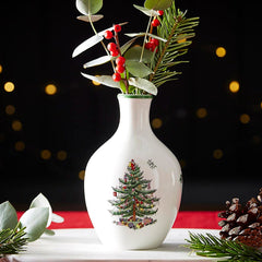 Spode Christmas Tree 6-Inch Posy Vase – Festive Porcelain Holiday Flower Vase Spode