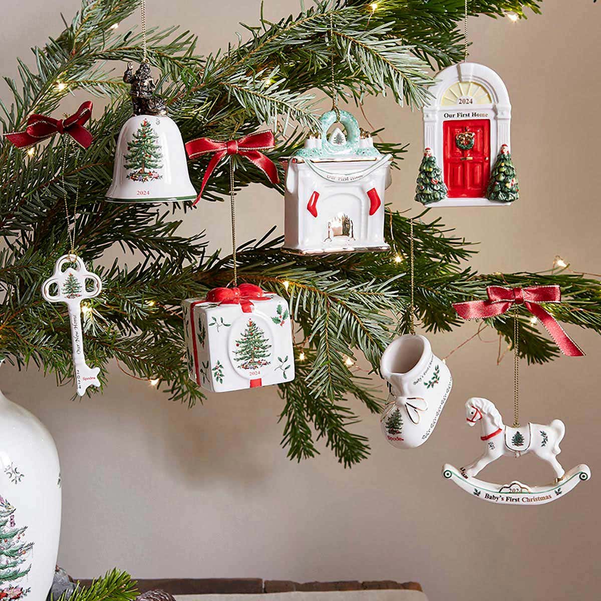 Spode Christmas Tree Santa Bell Ornament – Collectible Holiday Tree Decoration Spode