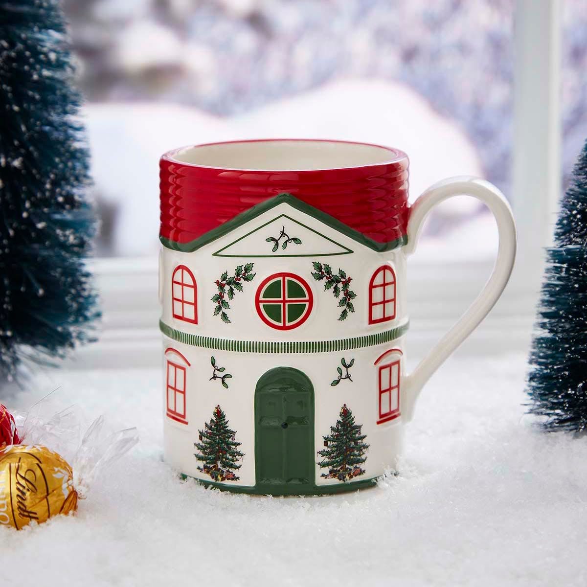 Spode Christmas Tree Village Green Mug – Personalized Holiday Coffee Cup Spode