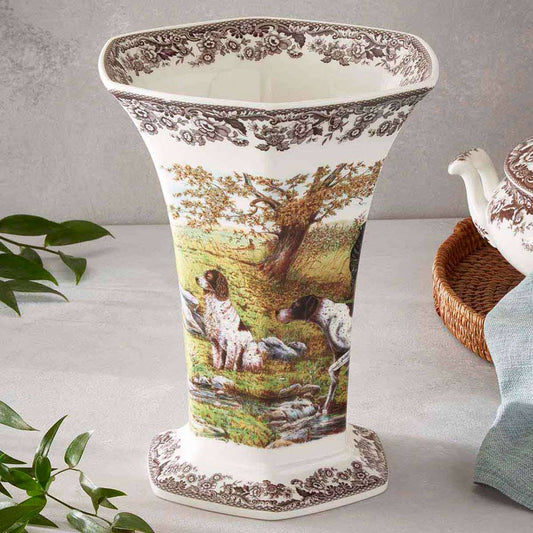 Spode Woodland Hexagonal Vase Hunting Dogs – Luxury Executive Desk Gift Spode