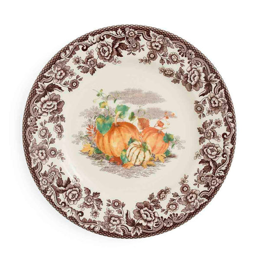 Spode Woodland Pumpkin Harvest Salad Plate – Autumn British Flowers Earthenware Spode