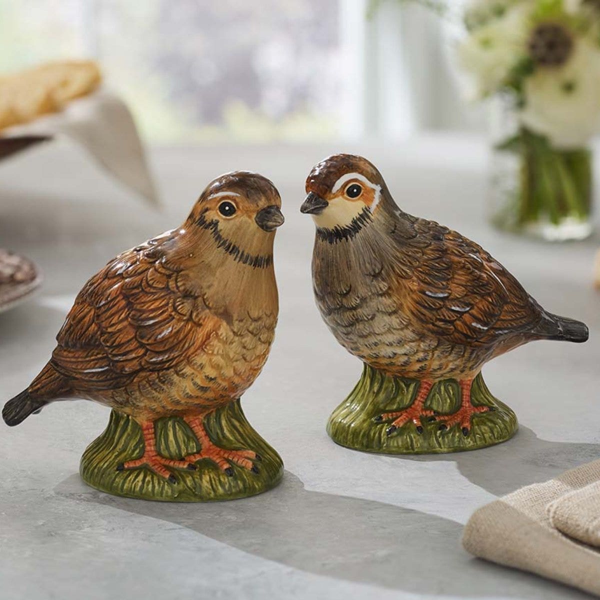 Spode Woodland Quail Salt & Pepper Set – Rustic Wildlife Table Accents Spode
