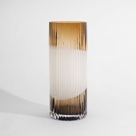 Kosta Boda Plisse Vase Brown Cream ED-10 - Custom Engraved Art Gift