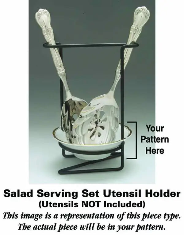 8"-8 1/4" Salad Serving Set/Utensil Holder Hand Crafted II Palatial Platinum by Mikasa Crystal House - Replacements