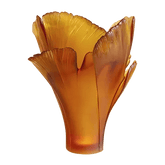 Amber Gingko Vase Daum
