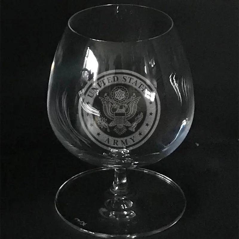 Army Symbol on Brandy Snifter Crystal House