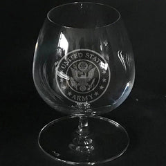Army Symbol Sand Carved on Brandy Snifter (Pair) Crystal House