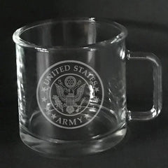 Army Symbol sand carved on Warm Beverage Mug Crystal House
