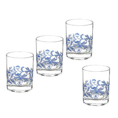 Spode Blue Italian Double Old Fashioned Glass Set of 4 – Luxury Whiskey Tumblers