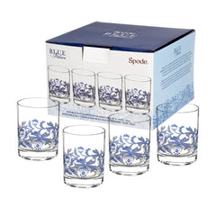 Spode Blue Italian Double Old Fashioned Glass Set of 4 – Luxury Whiskey Tumblers