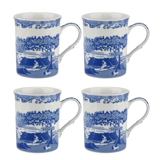 Spode Blue Italian Large Mugs Set of 4 – Luxury Fine China Coffee Cups