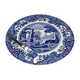 Blue Italian Serveware 2 Piece Cheese Plate & Knife Spode