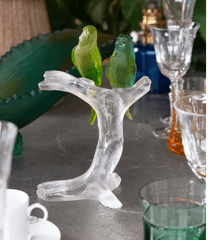 Budgerigars Bird Couple on Branch Daum - Crystal House