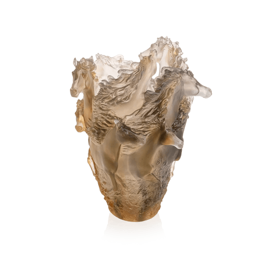 Cavalcade Glazed Brown Large Vase Daum