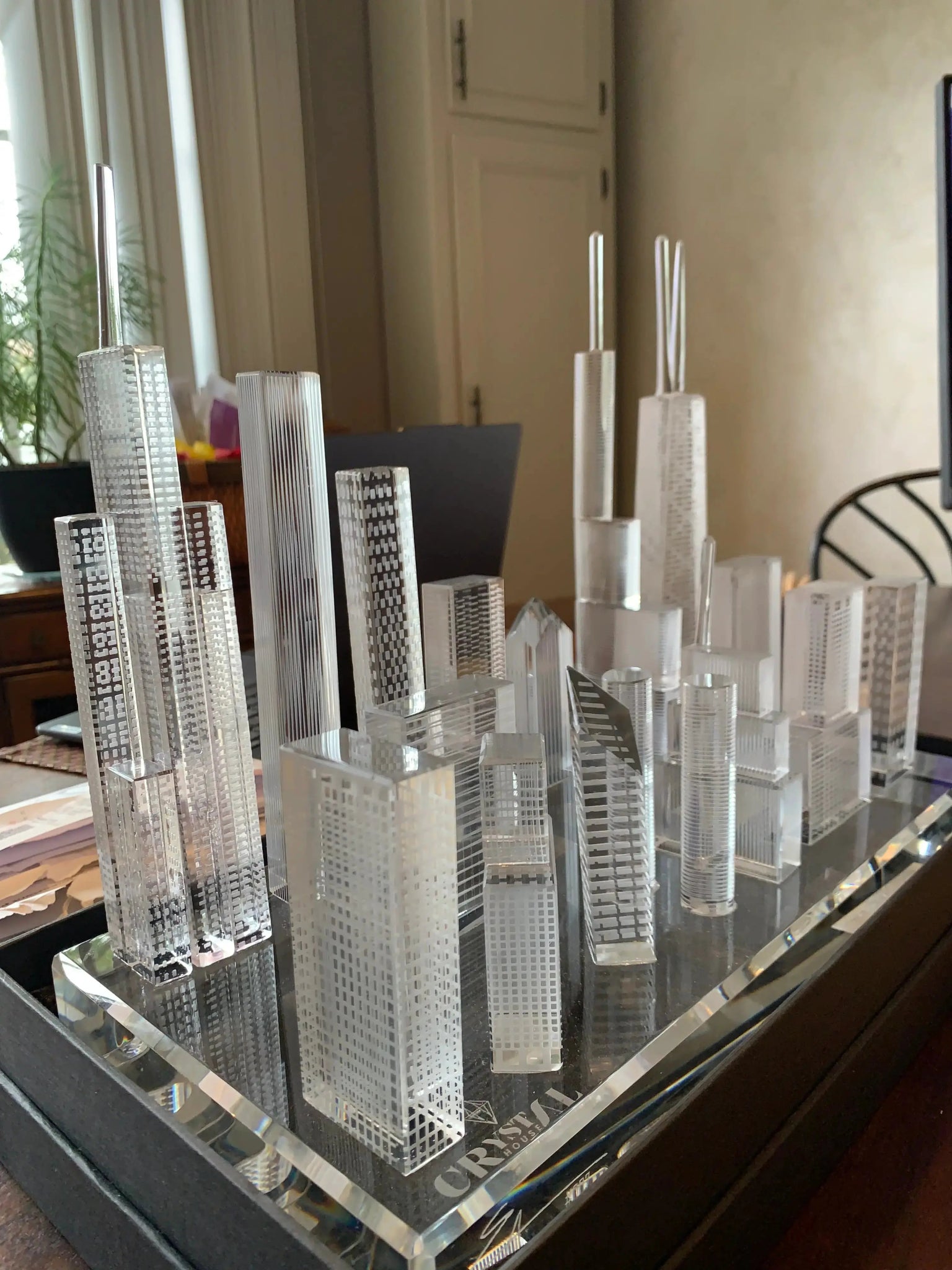 Chicago Skyline Crystal, Handcrafted Luxury Art and Premium City Souvenir.