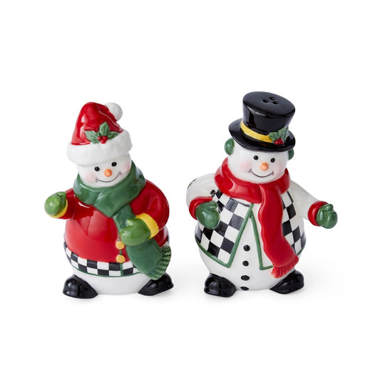 Christmas Tree - Black and White Figural Collection 2pc Figural Black and White Snowman Salt and Pepper Shaker Spode