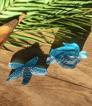 Coral Sea Blue Medium Sea Turtle Daum - Crystal House
