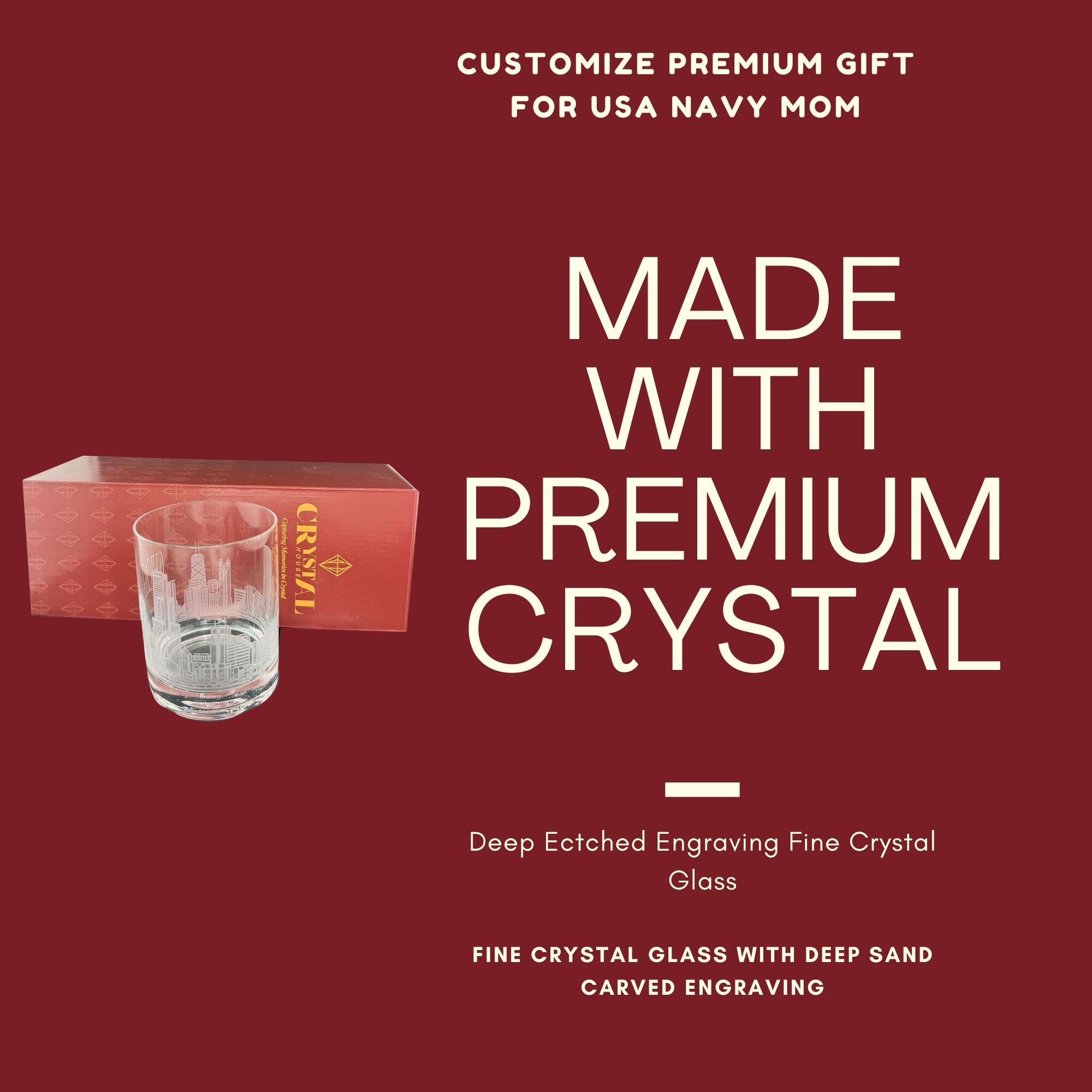 Crystal House Chicago Skyline Old Fashioned Whiskey Wine Glass – Engraved Luxury Crystal Gift Crystal House - Crystal House