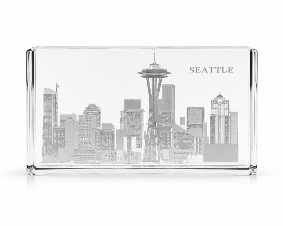 I Love Seattle Skyline Paperweight