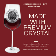 Custom US Navy Gift – Premium Engraved Crystal Wine & Whiskey Glass, Military Navy Mom Veteran Gift Crystal House - Crystal House