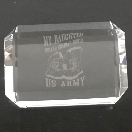 customized army boots-paperweight Crystal House