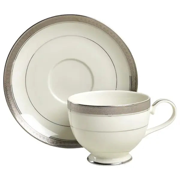 Footed Cup & Saucer Set Palatial Platinum by Mikasa Crystal House - Replacements