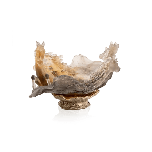 Glazed Brown Centerpiece Cavalcade Daum