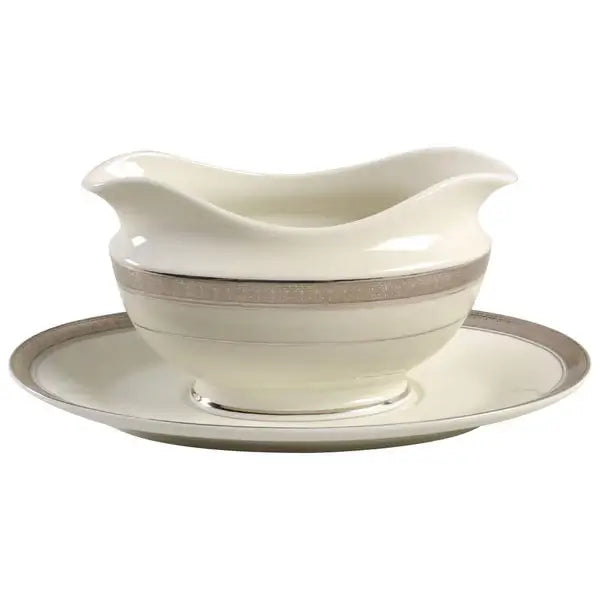 Gravy Boat & Underplate Palatial Platinum by Mikasa Crystal House - Replacements