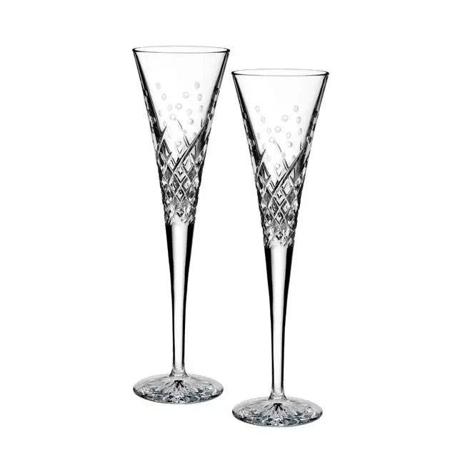 Happy Celebrations Toasting Flute 210ml 7floz, Set of 2 Crystal House
