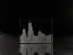I Love Chicago Skyline Paperweight Crystal House