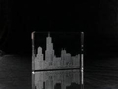 I Love Chicago Skyline Paperweight Crystal House