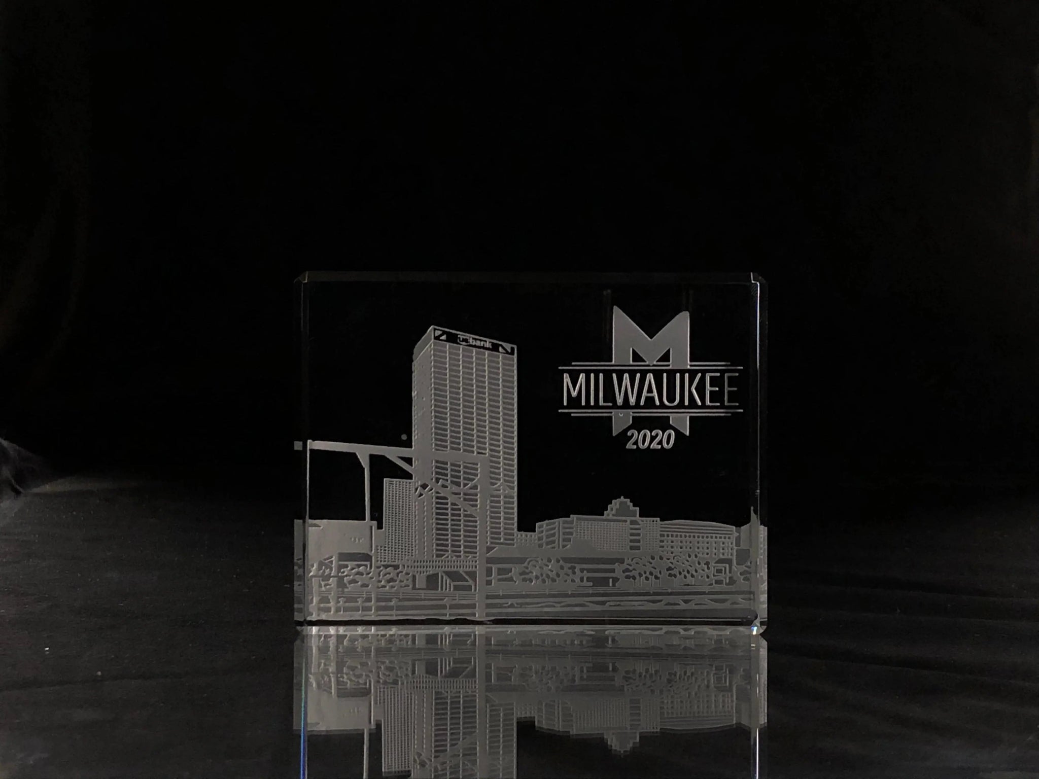 I Love Milwaukee Skyline Paperweight Crystal House