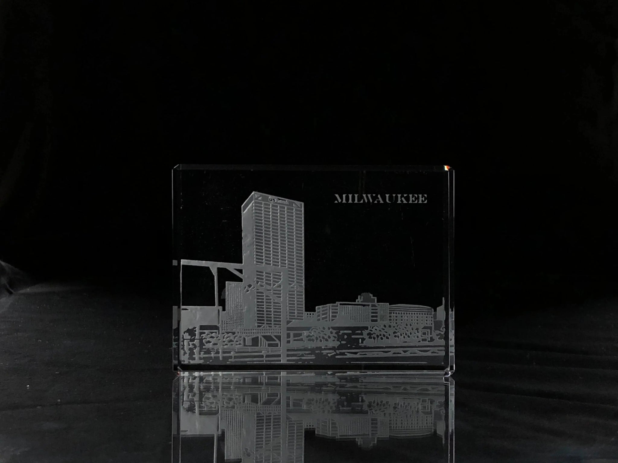 I Love Milwaukee Skyline Paperweight Crystal House