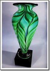 Jade Leaf Athena Vase - 1999 Monarch Custom Glass