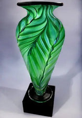 Jade Leaf Athena Vase - 1999 Monarch Custom Glass