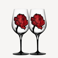 Kosta Boda Tattoo Wine Glass Set of 2 – Hand Painted Crystal Kosta Boda - Crystal House