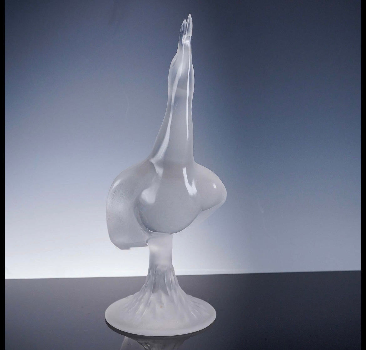 Lalique Crystal Figurine, Singing Seagull on Frosted Base Crystal House - Replacements