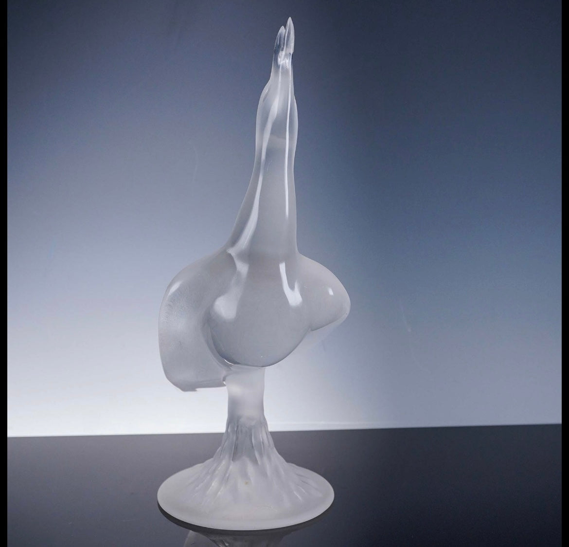 Lalique Crystal Figurine, Singing Seagull on Frosted Base Crystal House - Replacements