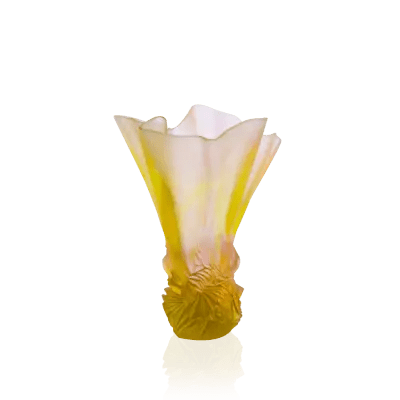 Large Pink Green Draped Vase Croisiere Daum