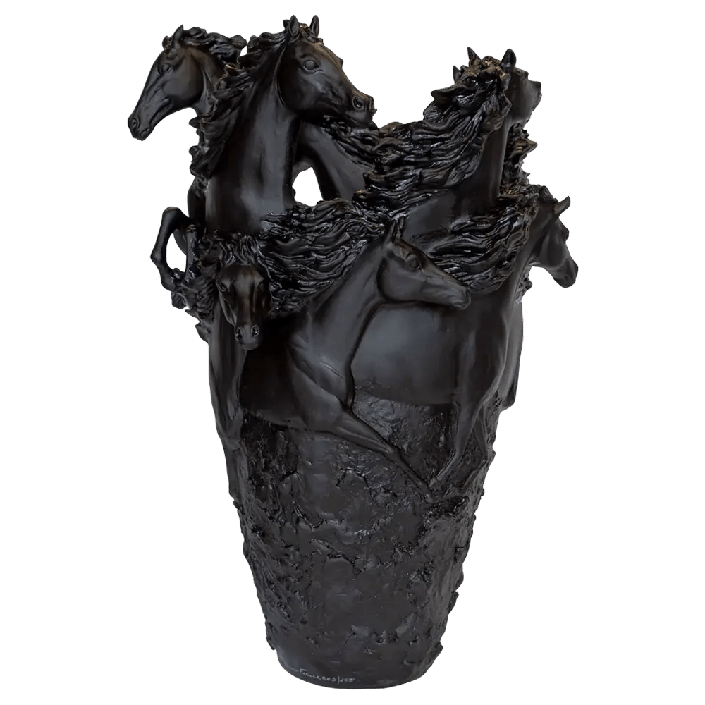 Magnum Horse Vase in Black 175 ex Daum