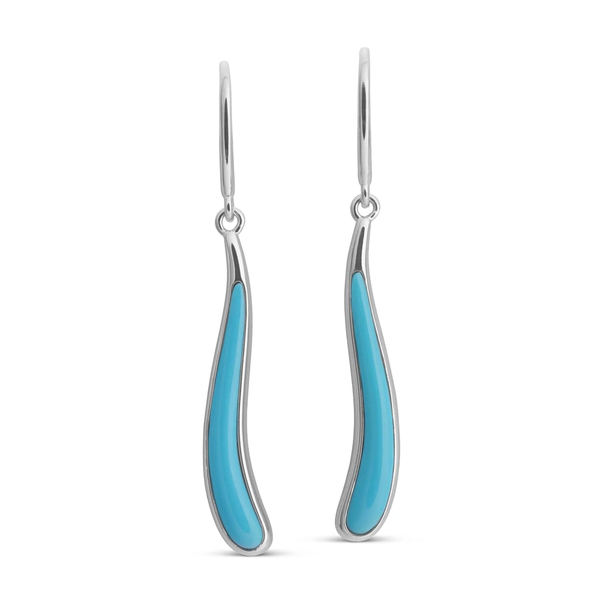 Marina Luxe Silver Flow Dangle Earrings - Sterling Silver and Turquoise Drop Earrings.