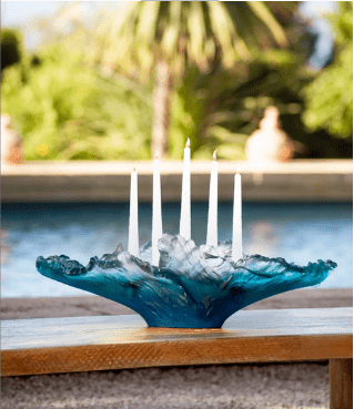 Maya Set of 2 White Sculpted Candles by Daum Daum - Crystal House