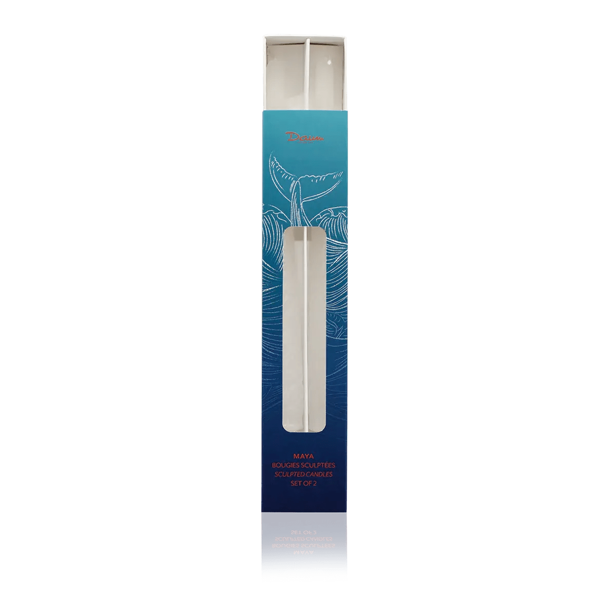 Maya Set of 2 White Sculpted Candles Daum