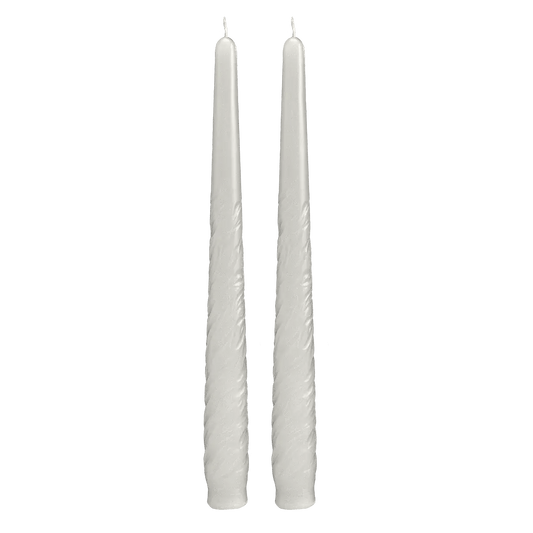 Maya Set of 2 White Sculpted Candles Daum