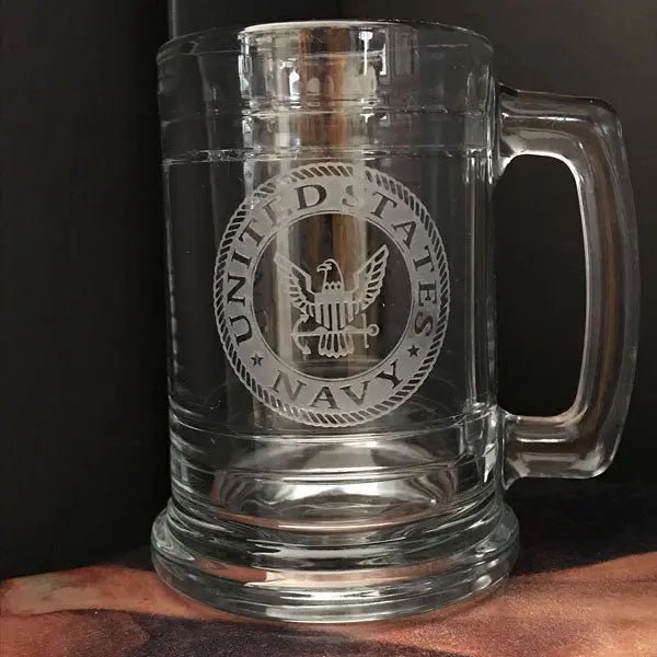 Military Insignia Engraved on Maritime Beer Mug Crystal House